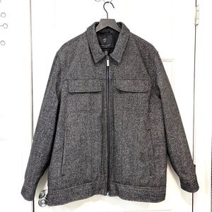 Shaquille O’Neal Wool Blend Coat Mens 2XLG Black White Check Full Zip Big & Tall